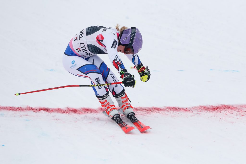 COURCHEVEL, FRANCE - DECEMBER 21: Tessa Worley of France competes during the Audi FIS Alpine Ski World Cup Women's Giant Slalom on December 21, 2018 in Courchevel France. (Photo by Christophe Pallot/Agence Zoom)